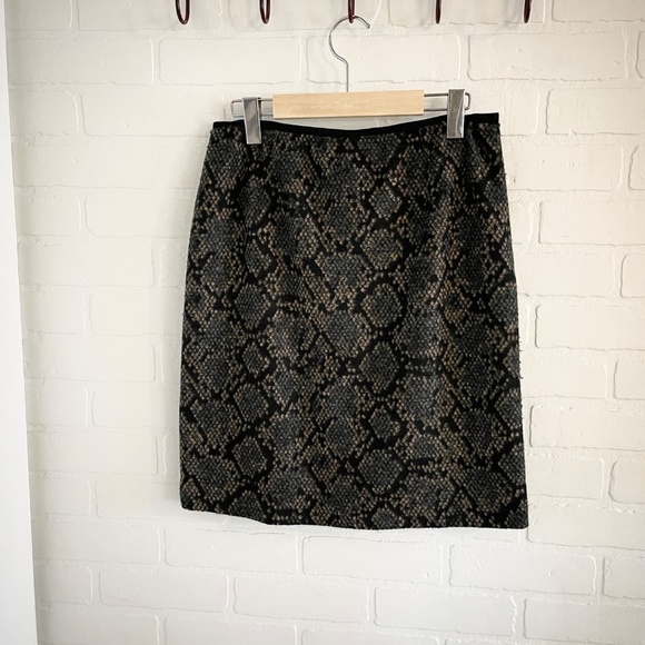 Vintage Y2K Mini Pencil Skirt Snakeskin print Wool Black tan Mobwife Goth M - Picture 3 of 9
